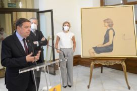 HOY, EN LA COLOCACIÓN DEL RETRATO OFICIAL DE LA EXMINISTRA EN LA SEDE DEL MINISTERIO
