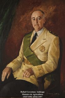 Rafael Cavestany de Anduaga. Ministro de Agricultura (19-07-1951 a 25-02-1957). Pintor: Amparo Escrivá Palacios (Valencia 1934-1996). Foto:...