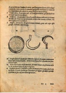 Instrumentos de labranza. Xilografía de la edición italiana de 1568. Ejemplar de la  Bibliotheque du Palais des arts Ville de Lyon