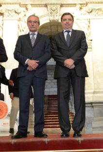 Hoy, en la clausura del acto de presentación de los programas europeos de promoción del jamón ibérico 