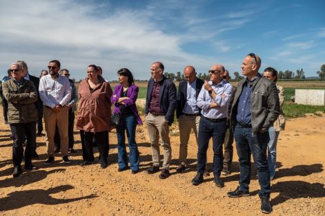 Hoy, en su visita a las obras de transformación de la zona regable del centro de Extremadura