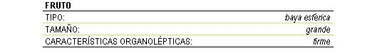 El fruto es una baya esfrica grande y firme.