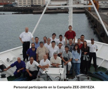 Fotografía del personal participante en la campaña  ZEE-2001-EZA