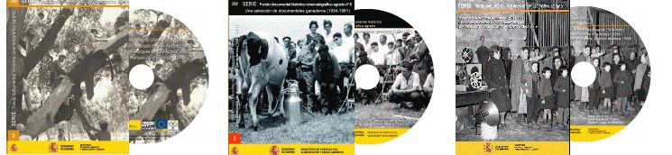 Seis imágenes de portadas de dvds publicados por el MAGRAMA: 1-Ciclo bosques; 2-Una selección de documentales ganaderos (1934-1981); 3- Una...