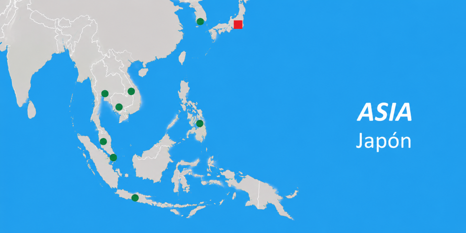 Mapa del Sureste Asiático Japón