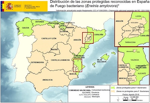 Mapa España ZP Erwinia amylovora