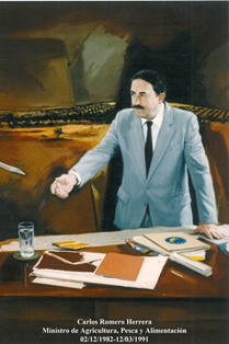 Carlos Romero Herrera. Ministro de Agricultura, Pesca y Alimentación (02-12-1982 a 12-03-1991). Pintor: Daniel Quintero (Málaga 1949). Foto: Antonio Arribas.