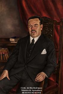 Cirilio del Río Rodríguez. Ministro de Agricultura (18-10-1933 a 04-10-1934). Pintor: firma ilegible. Foto: Valentín Álvarez.