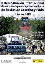 Fotografía del cartel de la demostración de maquinaria para el Aprovechamiento de Restos de Cosecha y Poda