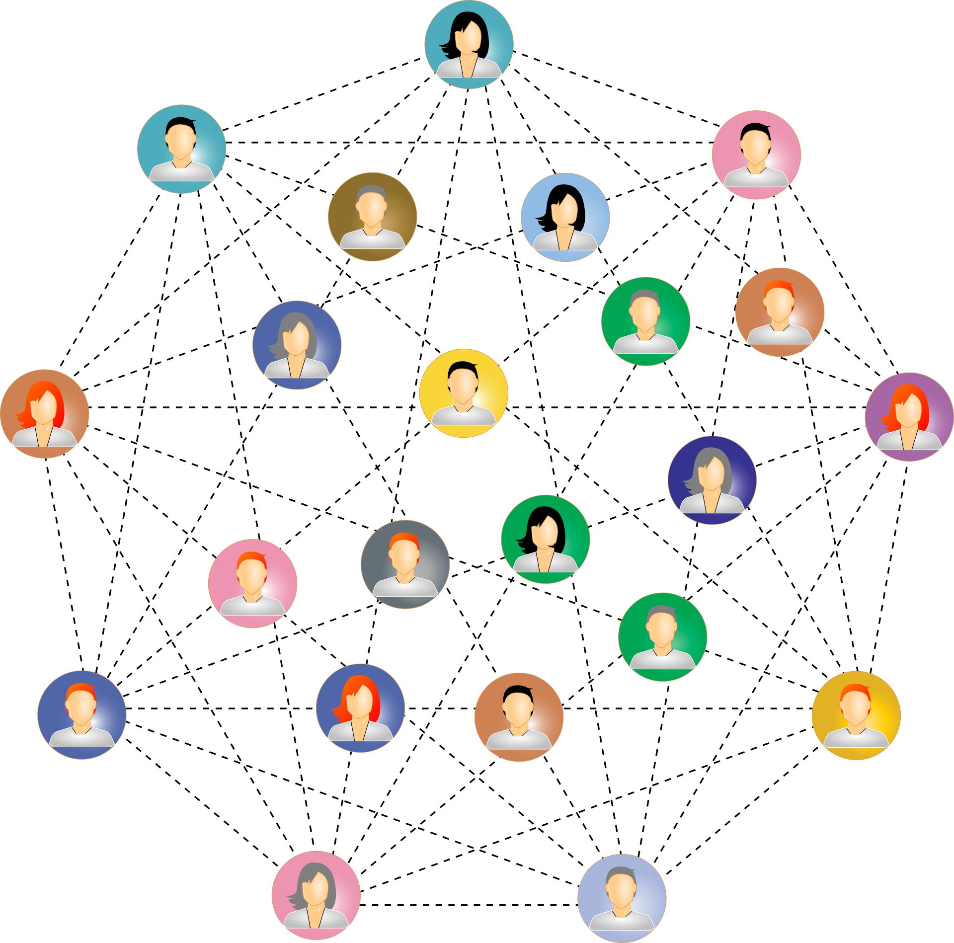 imágenes de personas interconectadas por una red de puntos