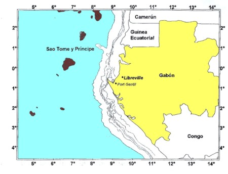 Mapa de situación de Gabón