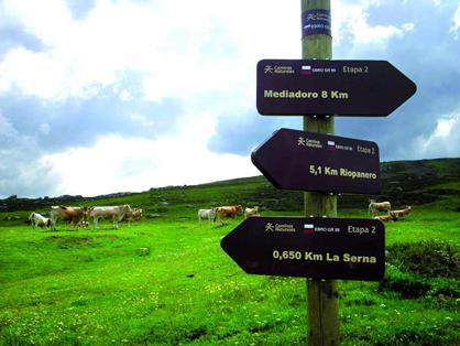 Cartel direccional del Camino Natural del Ebro GR 99
