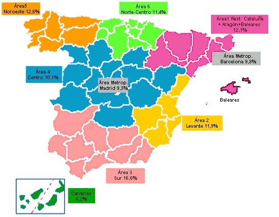 Mapa de distribución regional