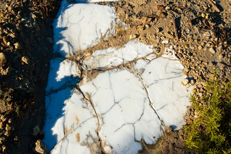 Detalle de afloramiento rocoso en tramo de senda
