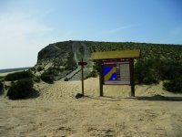Panel informativo en la playa de Risco del Paso, situada entre las playas de Sotavento
