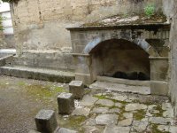 Una antigua fuente se conserva en el interior del monasterio cisterciense de Nuestra Señora de la Gloria en Casbas de Huesca