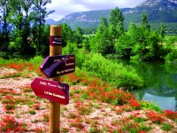 Cartel de dirección en Camino Natural del Ebro